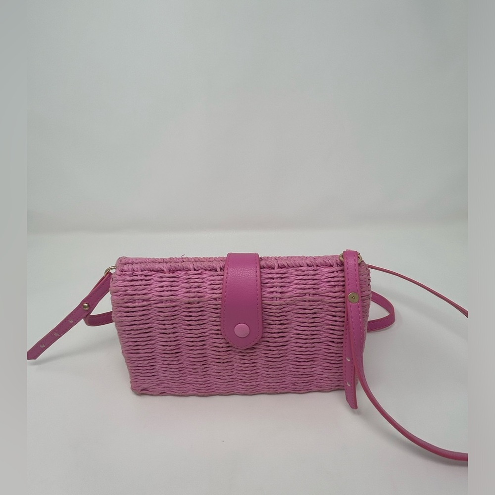 Pink Straw Small Purse